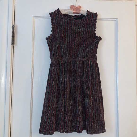 Ava & Yelly Other - Ava & Yelly 6X Glitter Metallic Striped Dress EUC Red Silver Gold Blue